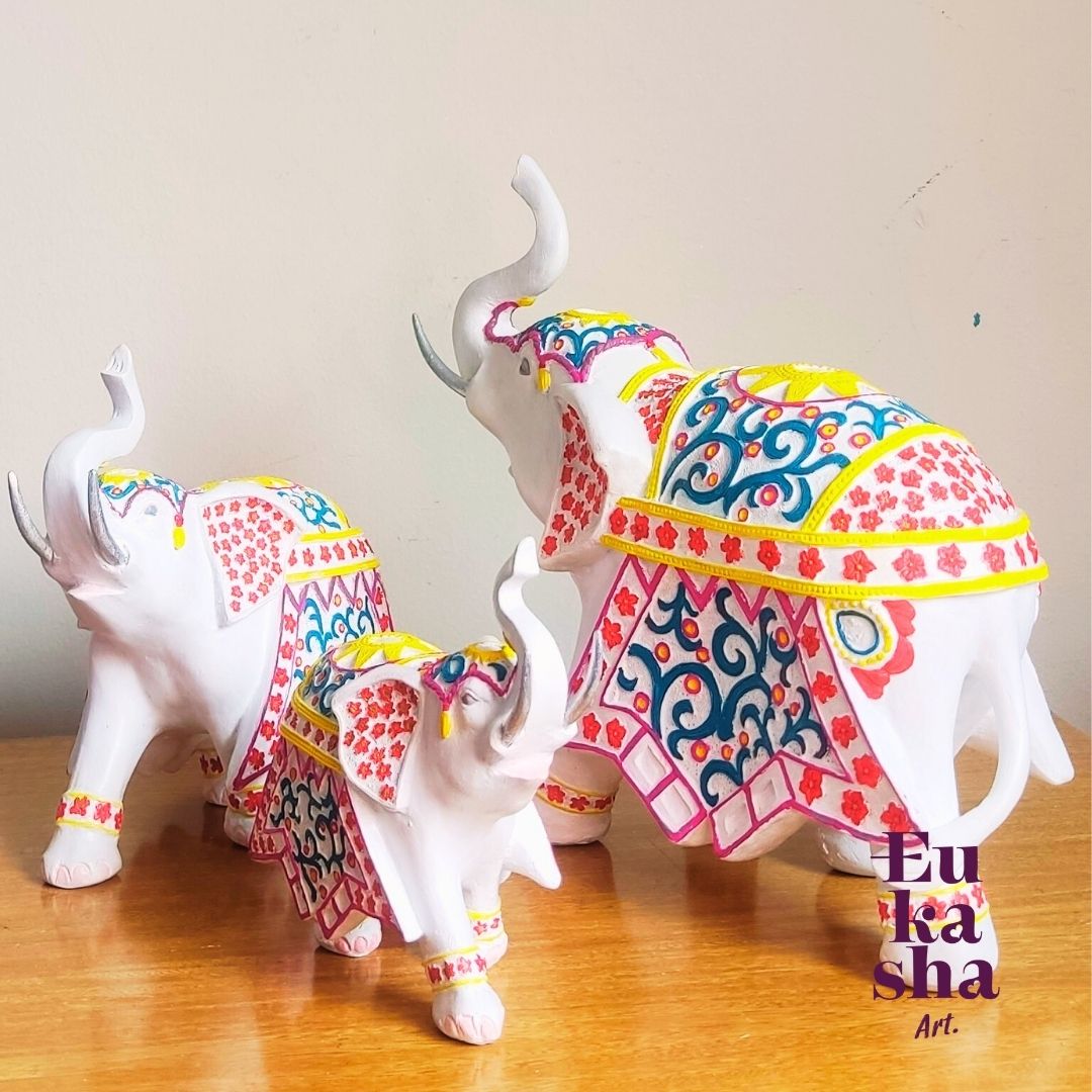 Familia de elefantes flores