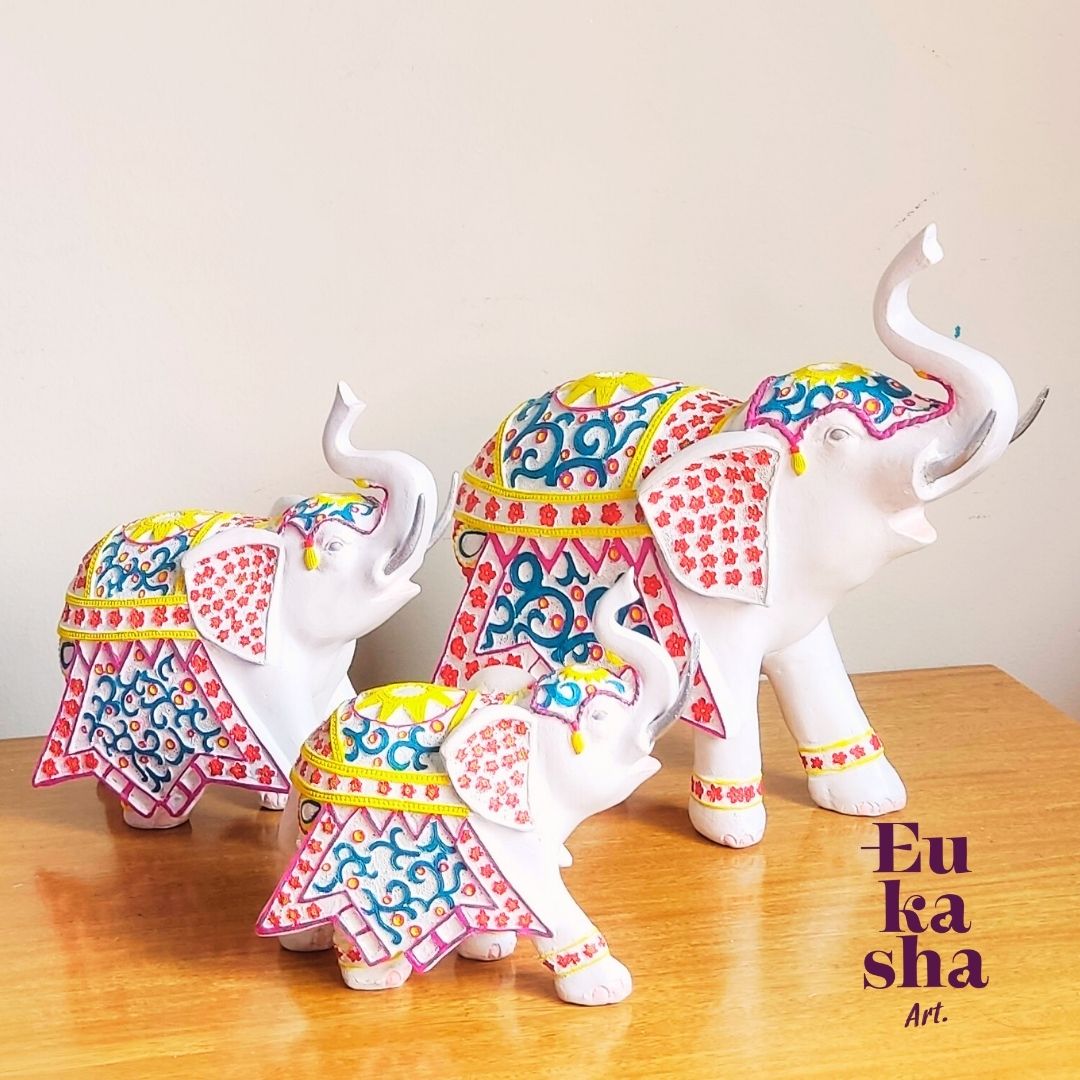 Familia de elefantes flores