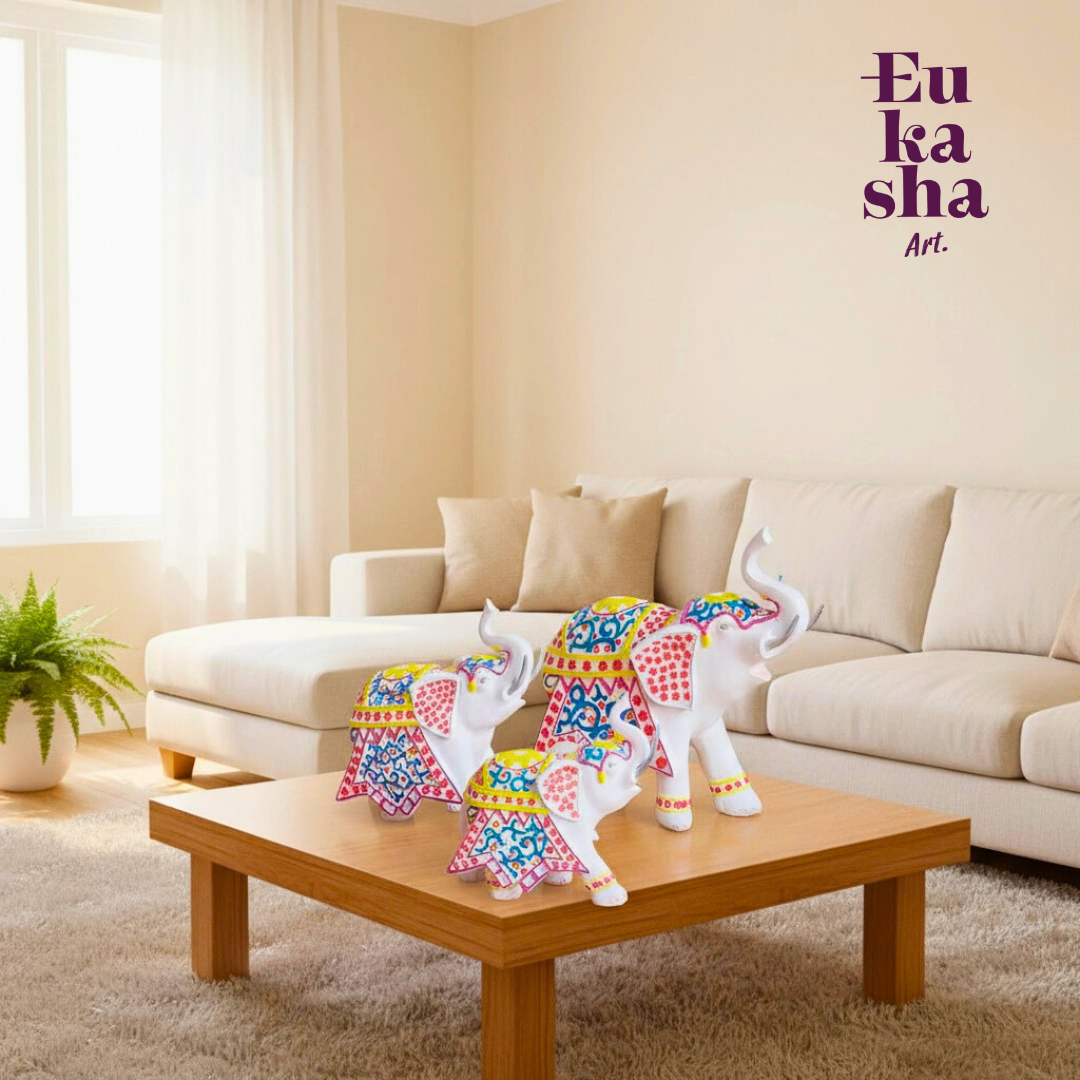 Familia de elefantes flores