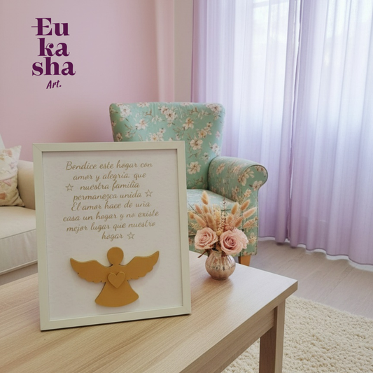 🏡 Portarretrato “Bendición del Hogar” – Un ángel que protege y llena tu espacio de luz